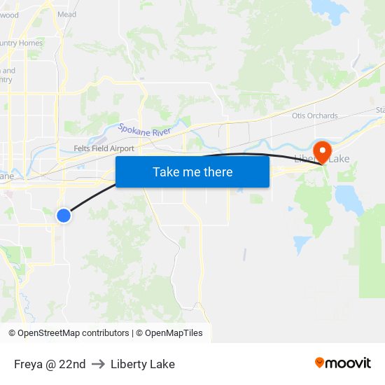 Freya @ 22nd to Liberty Lake map