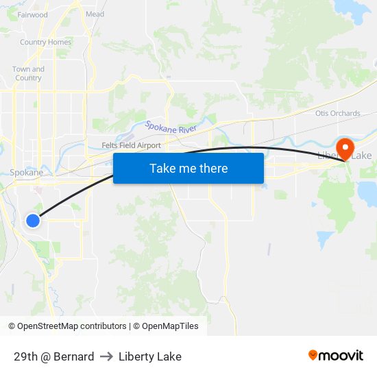 29th @ Bernard to Liberty Lake map