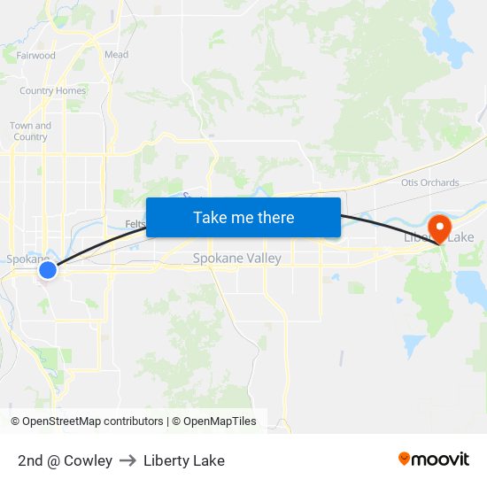 2nd @ Cowley to Liberty Lake map