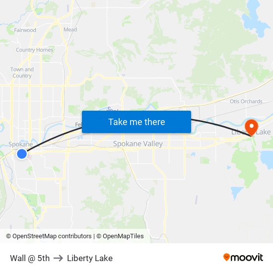Wall @ 5th to Liberty Lake map