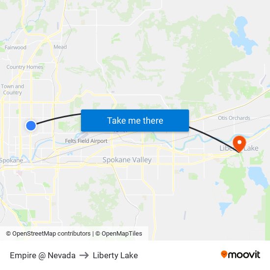 Empire @ Nevada to Liberty Lake map