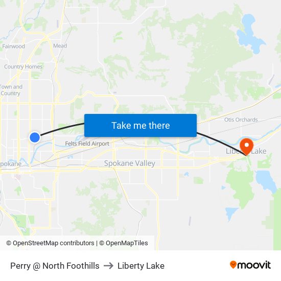 Perry @ North Foothills to Liberty Lake map