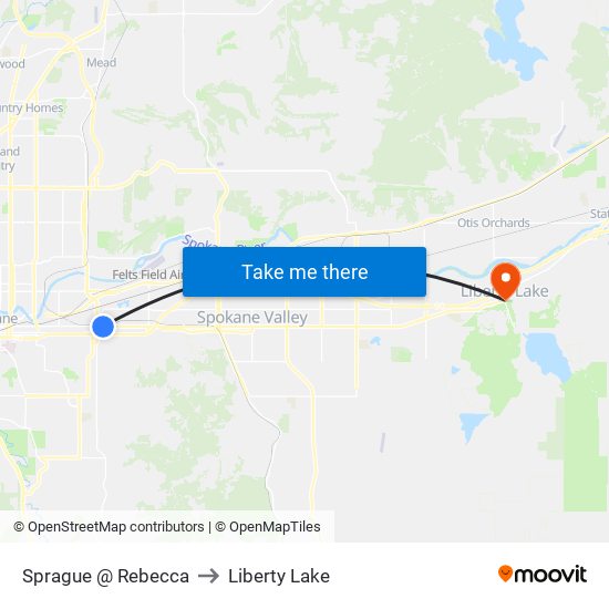 Sprague @ Rebecca to Liberty Lake map