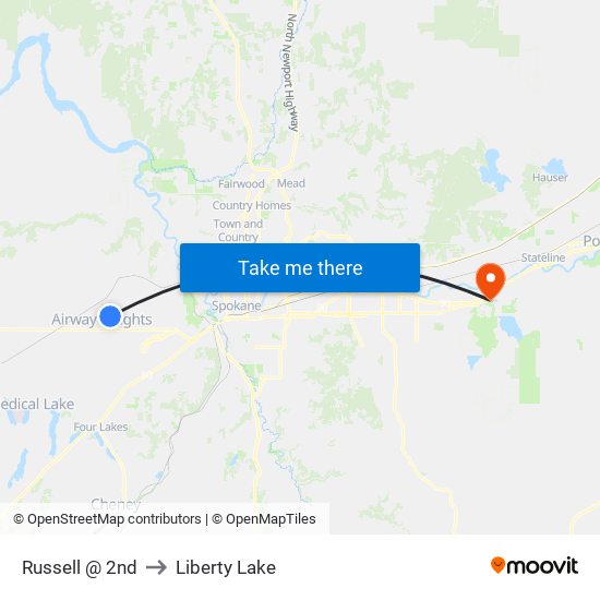 Russell @ 2nd to Liberty Lake map