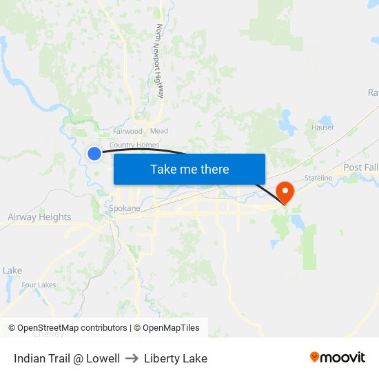 Indian Trail @ Lowell to Liberty Lake map