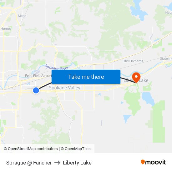 Sprague @ Fancher to Liberty Lake map