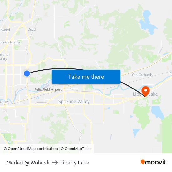 Market @ Wabash to Liberty Lake map