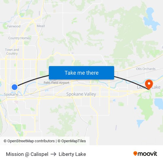 Mission @ Calispel to Liberty Lake map