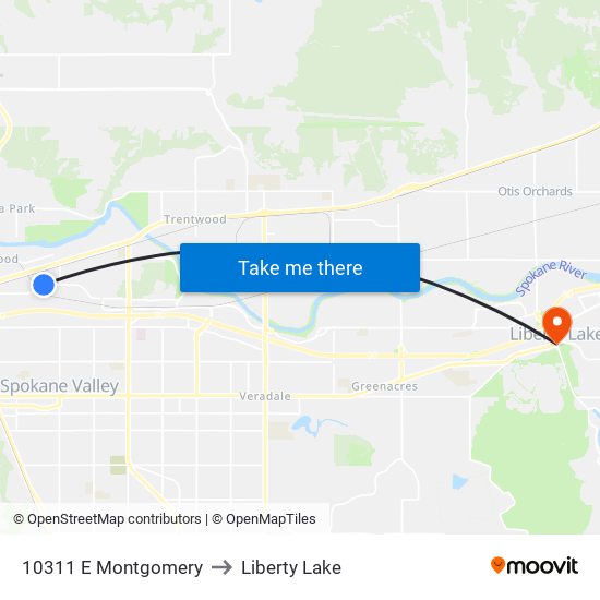 10311 E Montgomery to Liberty Lake map