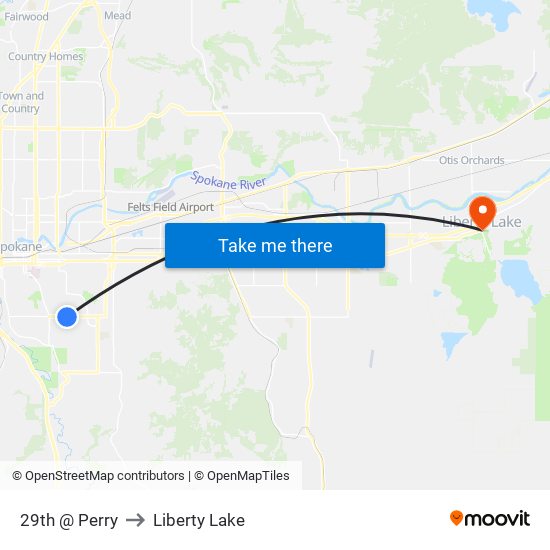 29th @ Perry to Liberty Lake map