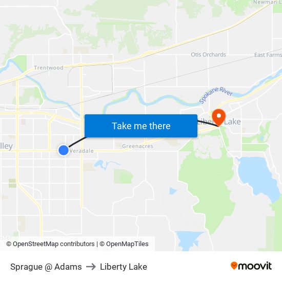 Sprague @ Adams to Liberty Lake map