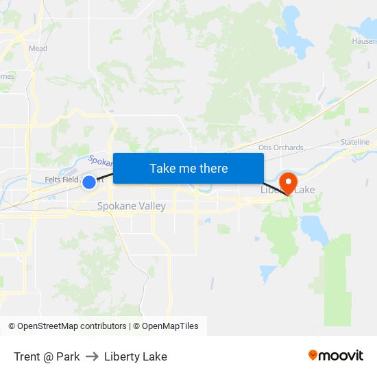 Trent @ Park to Liberty Lake map