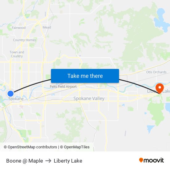 Boone @ Maple to Liberty Lake map