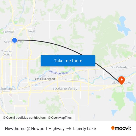 Hawthorne @ Newport Highway to Liberty Lake map