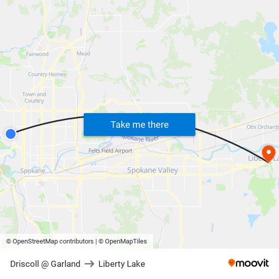 Driscoll @ Garland to Liberty Lake map