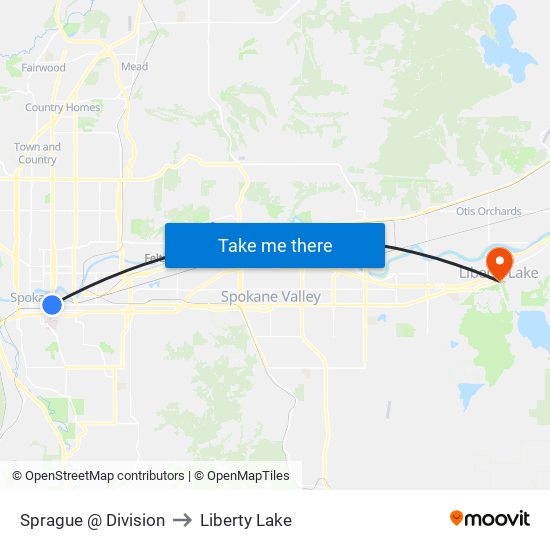 Sprague @ Division to Liberty Lake map