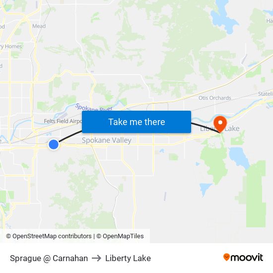 Sprague @ Carnahan to Liberty Lake map