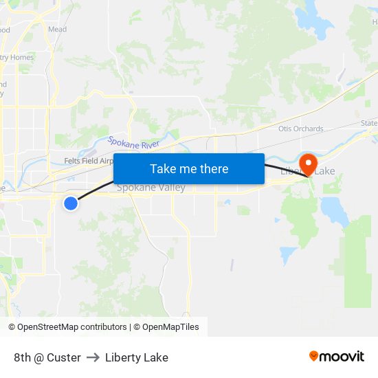 8th @ Custer to Liberty Lake map