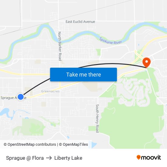 Sprague @ Flora to Liberty Lake map