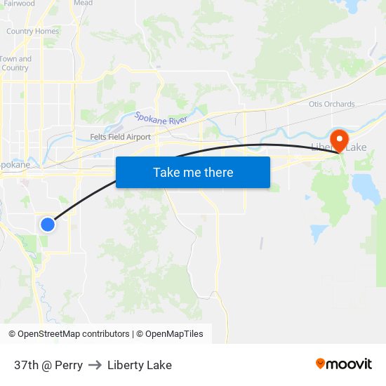 37th @ Perry to Liberty Lake map