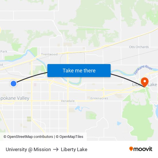 University @ Mission to Liberty Lake map