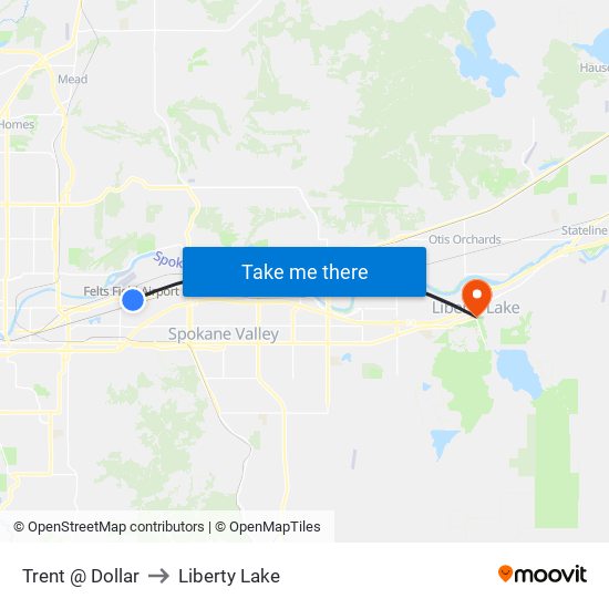 Trent @ Dollar to Liberty Lake map