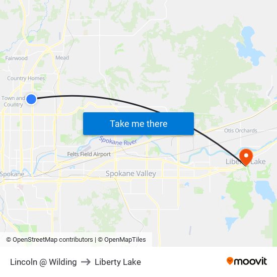 Lincoln @ Wilding to Liberty Lake map