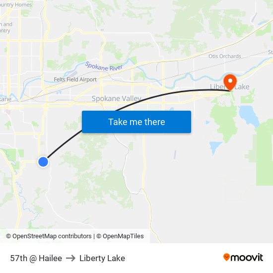 57th @ Hailee to Liberty Lake map