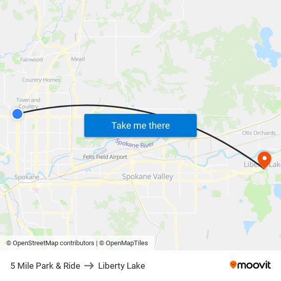 5 Mile Park & Ride to Liberty Lake map