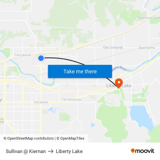 Sullivan @ Kiernan to Liberty Lake map