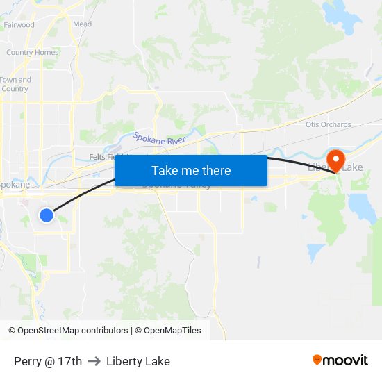 Perry @ 17th to Liberty Lake map