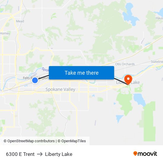 6300 E Trent to Liberty Lake map