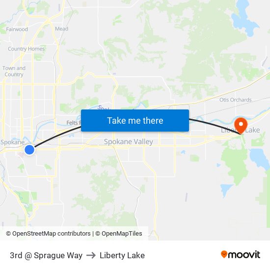 3rd @ Sprague Way to Liberty Lake map