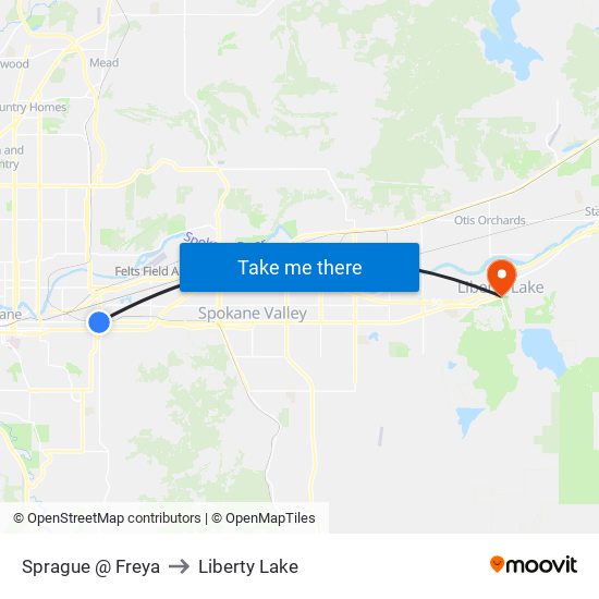 Sprague @ Freya to Liberty Lake map