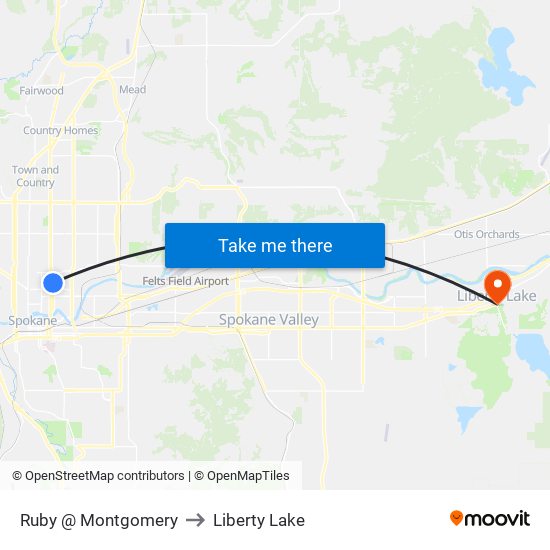 Ruby @ Montgomery to Liberty Lake map