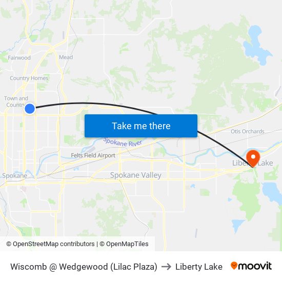 Wiscomb @ Wedgewood (Lilac Plaza) to Liberty Lake map