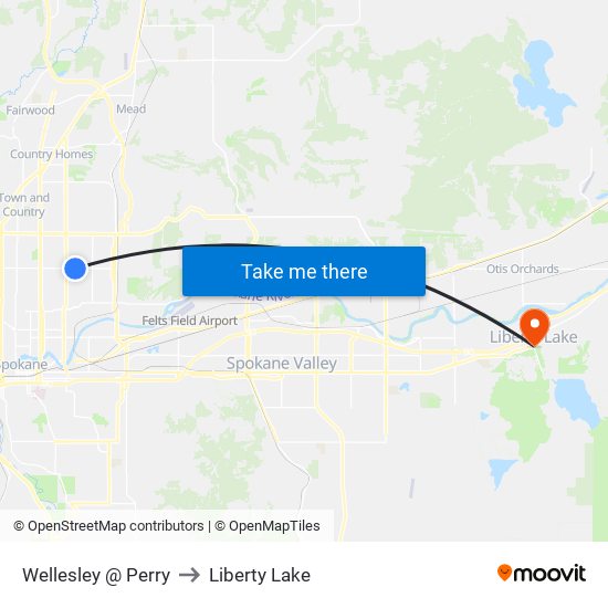 Wellesley @ Perry to Liberty Lake map