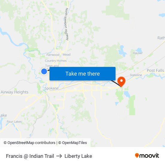 Francis @ Indian Trail to Liberty Lake map