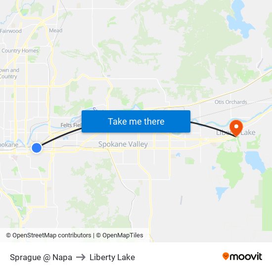 Sprague @ Napa to Liberty Lake map