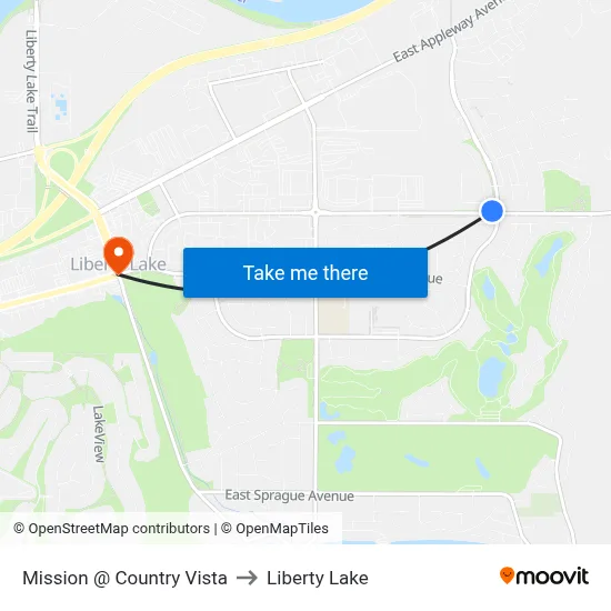 Mission @ Country Vista to Liberty Lake map