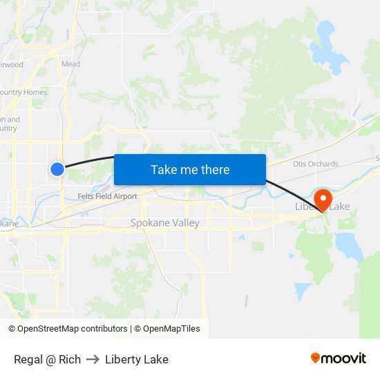 Regal @ Rich to Liberty Lake map