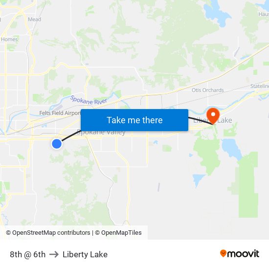 8th @ 6th to Liberty Lake map