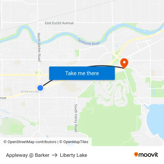 Appleway @ Barker to Liberty Lake map