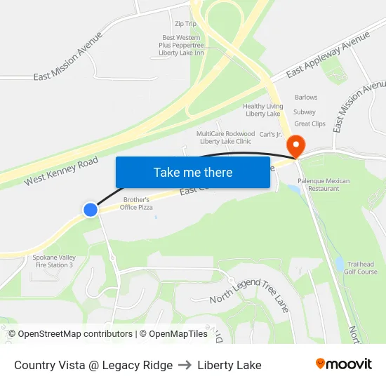 Country Vista @ Legacy Ridge to Liberty Lake map