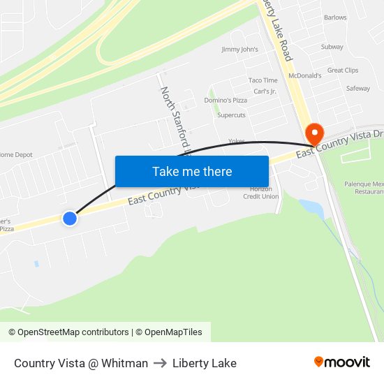 Country Vista @ Whitman to Liberty Lake map