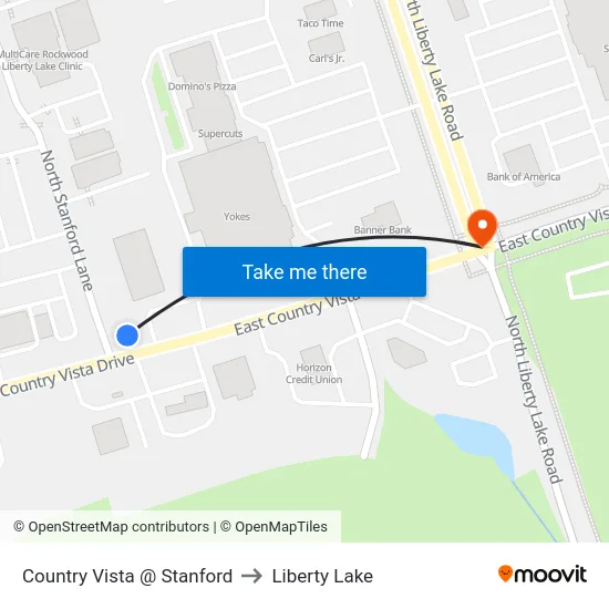 Country Vista @ Stanford to Liberty Lake map