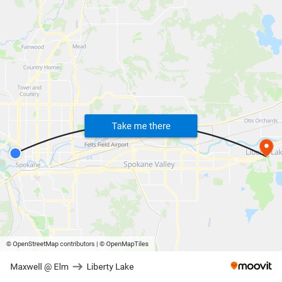 Maxwell @ Elm to Liberty Lake map