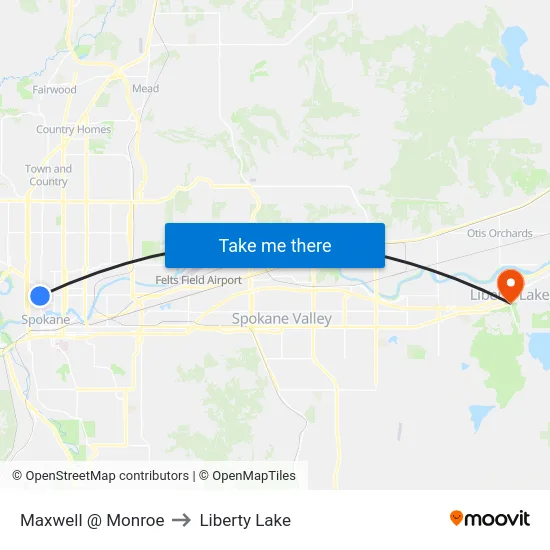 Maxwell @ Monroe to Liberty Lake map