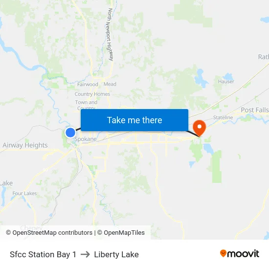 Sfcc Station Bay 1 to Liberty Lake map