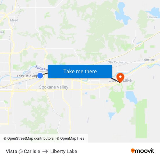 Vista @ Carlisle to Liberty Lake map